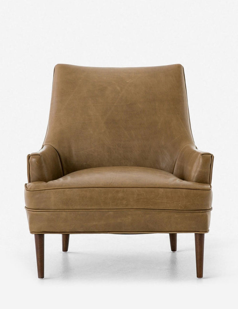 | Ilona Brown Leather Winged Accent Chair 