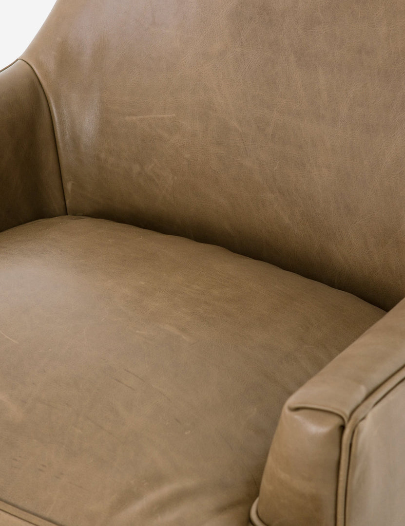 | Close-up of the cushion and back of the Ilona Leather Accent Chair