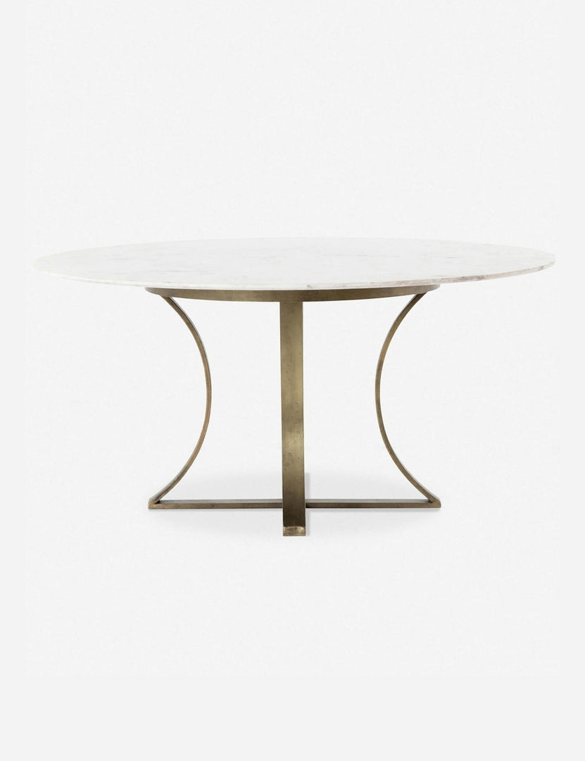 | Brea round dining table with marble top and gold base
