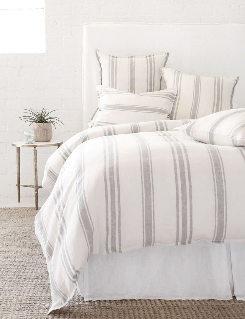 #color::cream-and-gray #size::king #size::queen | Jackson Linen cream and gray striped Duvet by Pom Pom at Home