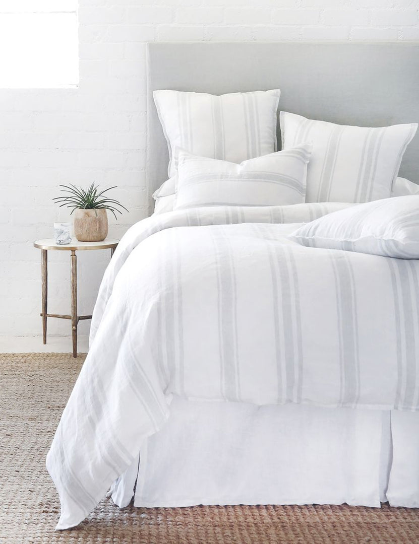 #color::white-and-ocean #size::king #size::queen | Jackson Linen white and ocean striped Duvet by Pom Pom at Home