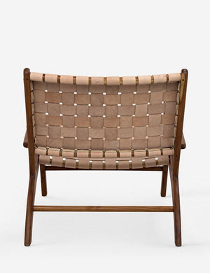 Rear view of the Jaslene beige woven leather accent chair