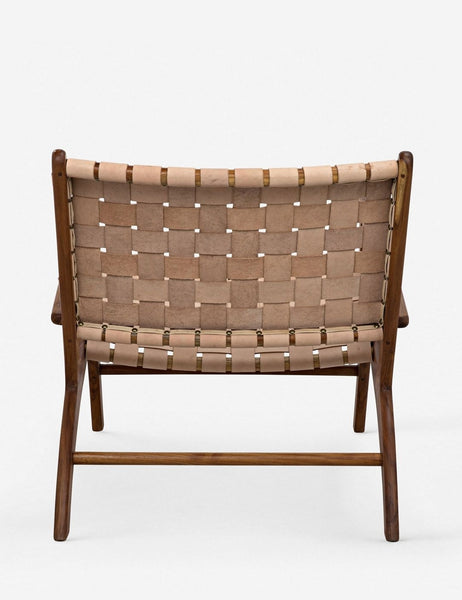 | Rear view of the Jaslene beige woven leather accent chair