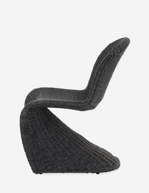 Side view of the Manila wicker weave black indoor and outdoor dining chair