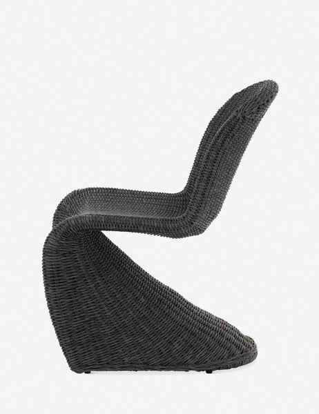 #color::Vintage-Coal  | Side view of the Manila wicker weave black indoor and outdoor dining chair