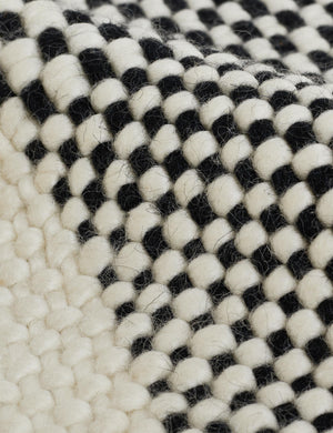 Close up of the handwoven construction on the Joelle black rug