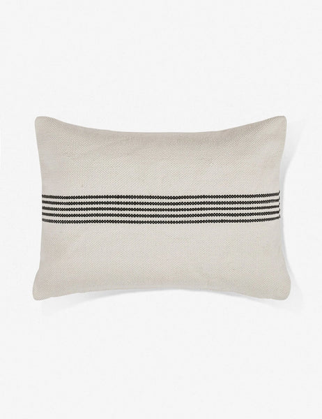#color::black-stripe #style::lumbar | Katya Indoor and Outdoor lumbar cream Pillow with black stripes in the center