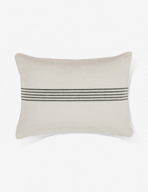 Katya Indoor and Outdoor lumbar cream Pillow with gray stripes in the center