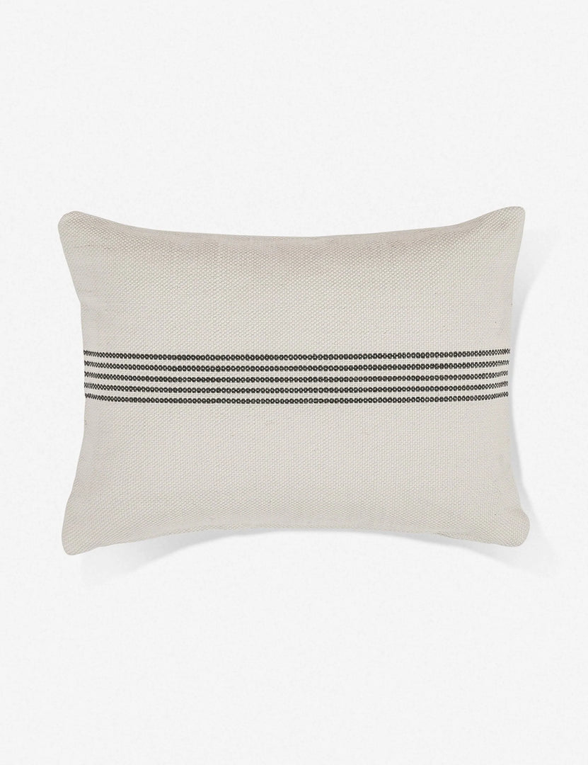 #color::gray-stripe #style::lumbar | Katya Indoor and Outdoor lumbar cream Pillow with gray stripes in the center