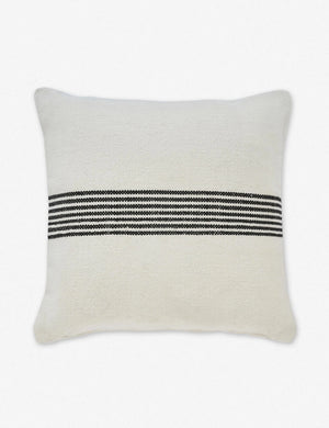 Katya Indoor and Outdoor square cream Pillow with black stripes in the center