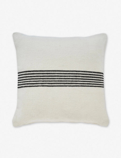 #color::black-stripe #style::square | Katya Indoor and Outdoor square cream Pillow with black stripes in the center