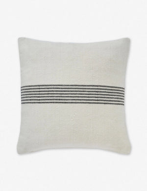 Katya Indoor and Outdoor square cream Pillow with gray stripes in the center