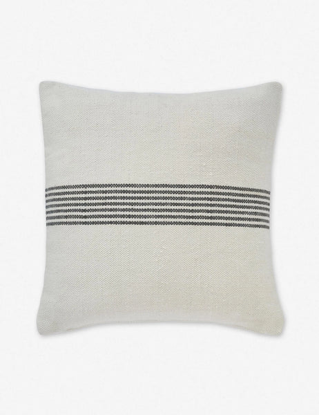 #color::gray-stripe #style::square | Katya Indoor and Outdoor square cream Pillow with gray stripes in the center