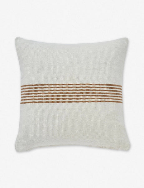 #color::rust-stripe #style::square | Katya Indoor and Outdoor square cream Pillow with rust brown stripes in the center