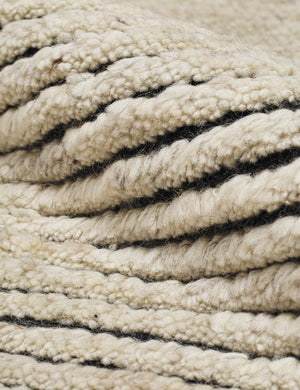 Close-up of the striped texture on the Kenzi black and natural rug
