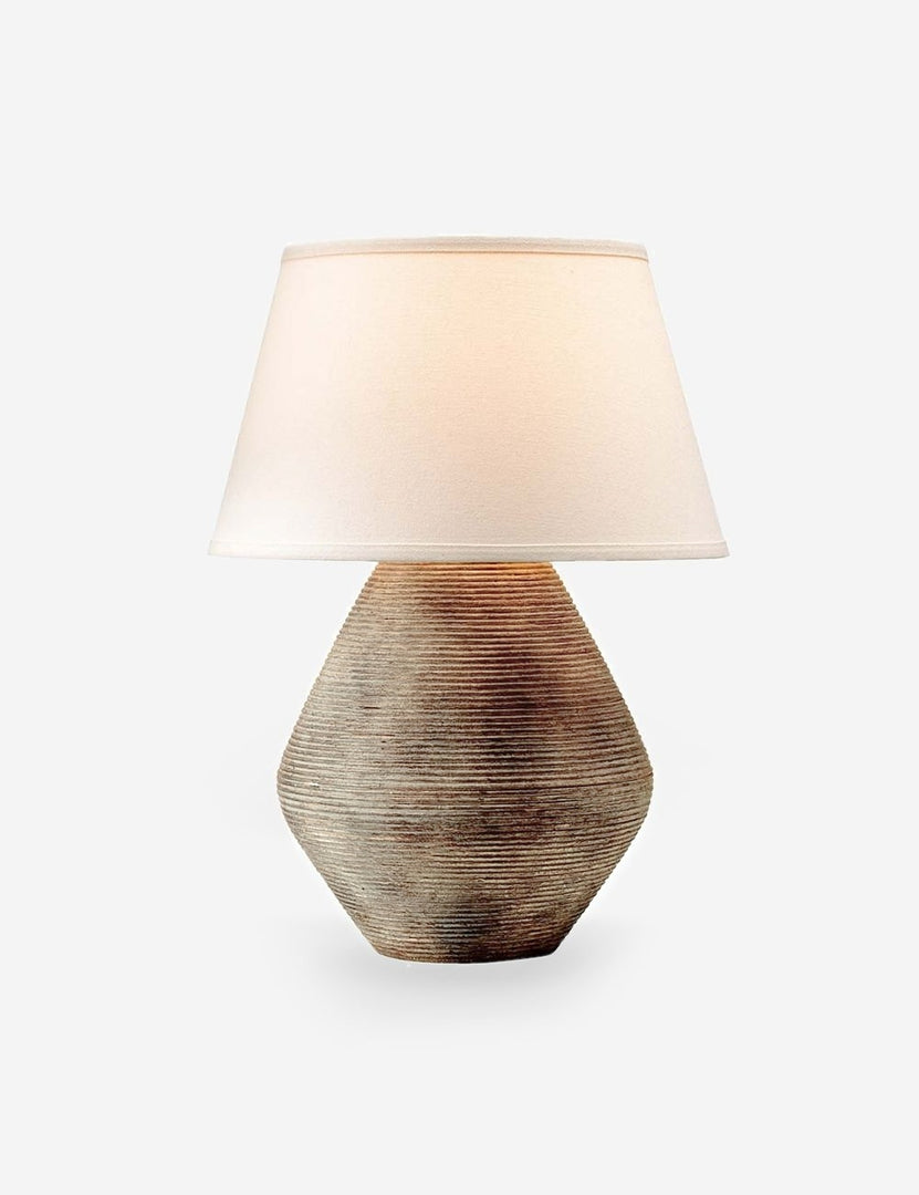 | Khala table lamp with ribbed base and weathered finish
