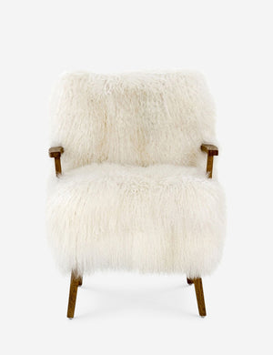 Kora ivory accent chair made with shaggy mongolian fur