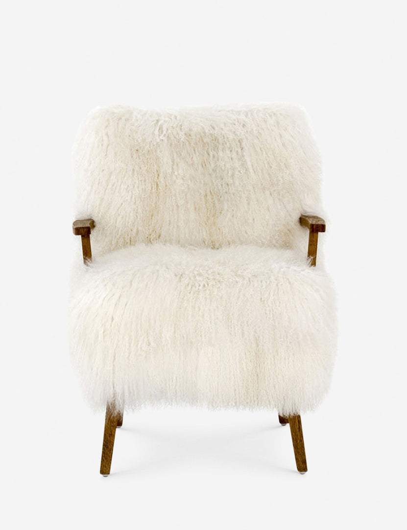 | Kora ivory accent chair made with shaggy mongolian fur