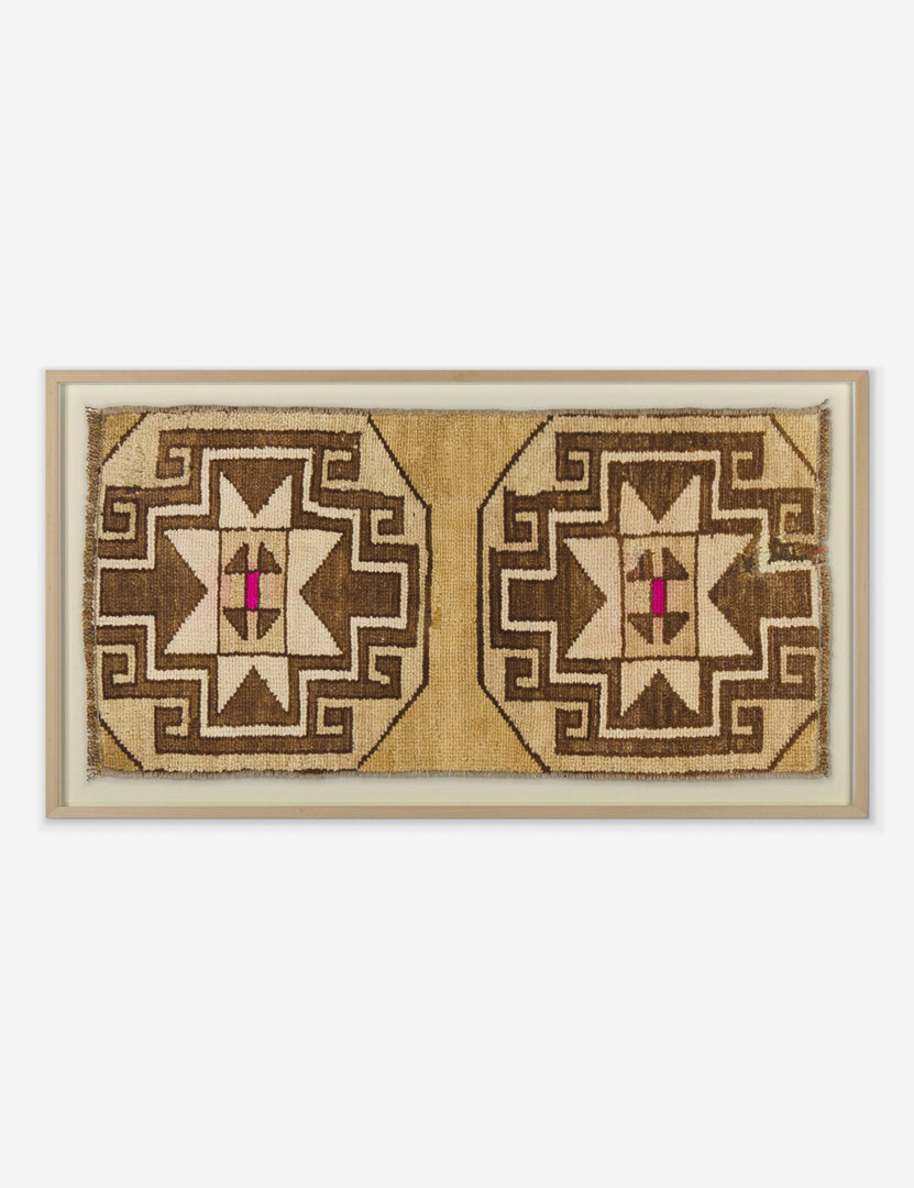 | Leyah limited-edition brown and pink toned vintage rug textile wall art