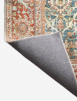 Close-up of the folded corner of the Daelon persian and vintage inspired rug