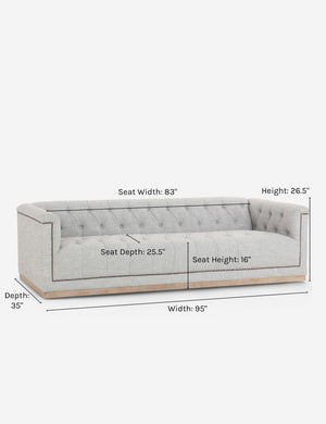Dimensions on the Leandra sofa