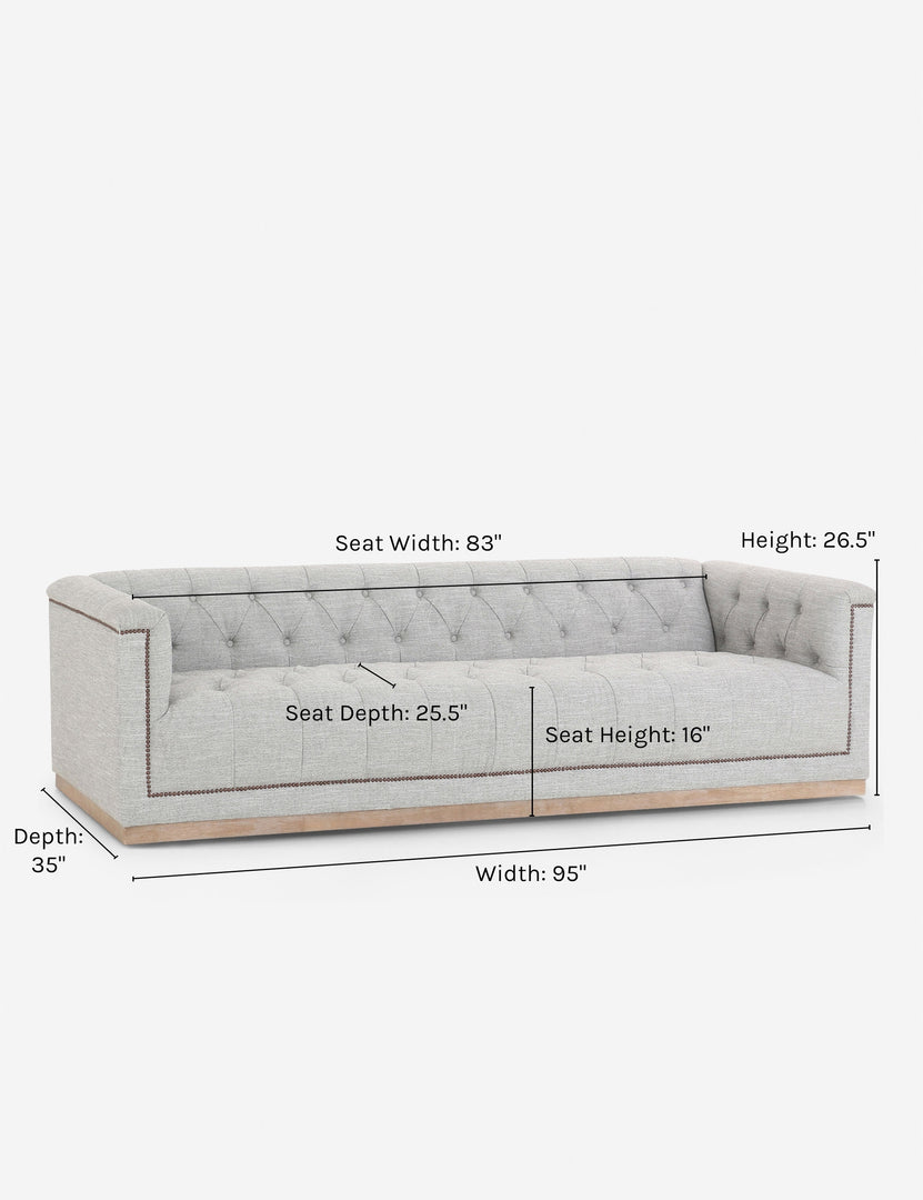 | Dimensions on the Leandra sofa