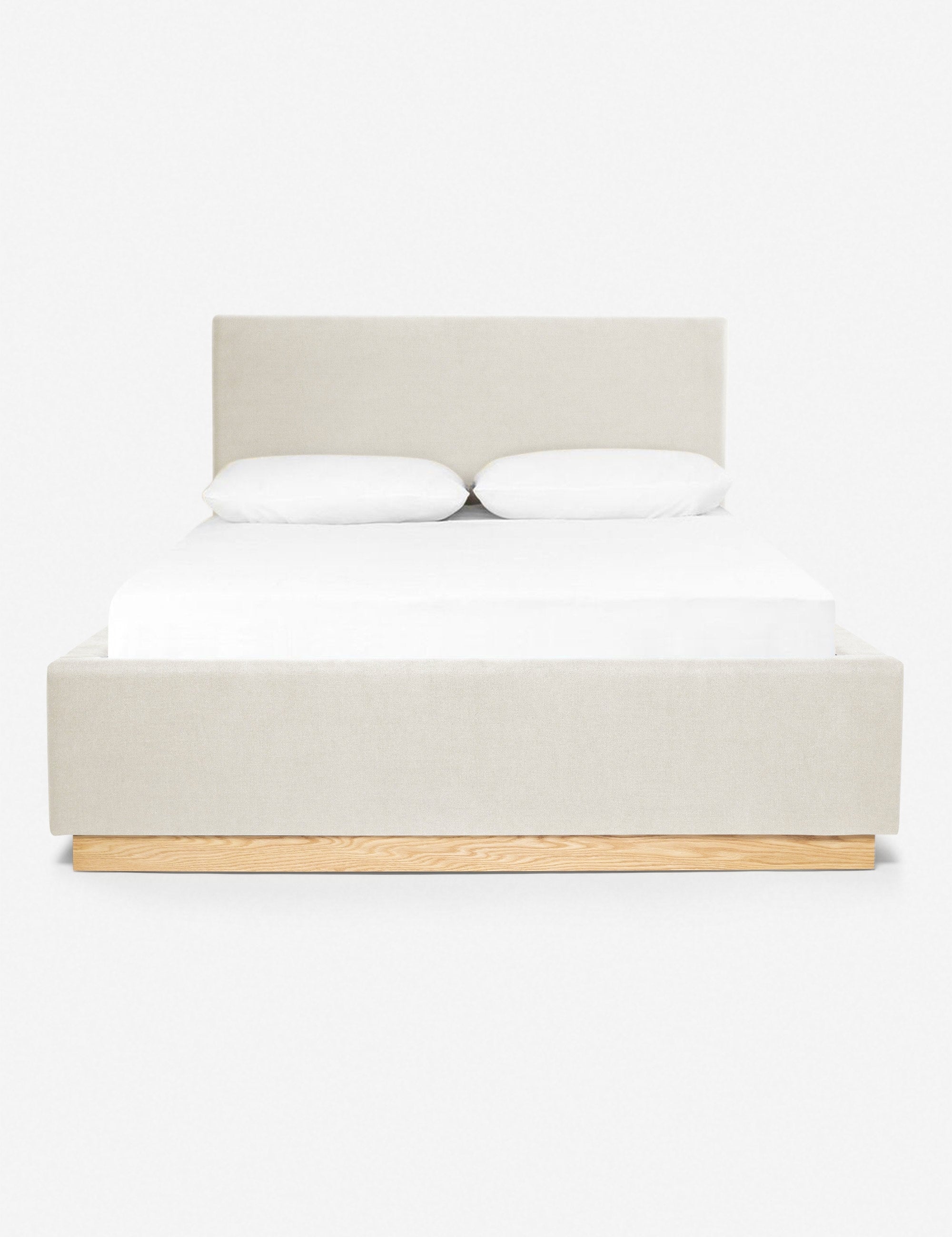 #color::natural #size::cal-king #size::king #size::queen  | Lockwood natural velvet-upholstered bed with a white oak base.