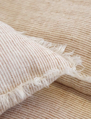 Close up of the Logan linen striped terracotta sham by pom pom at home