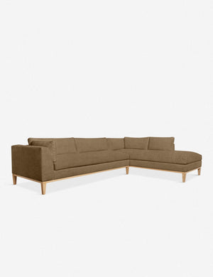 Angled view of the Charleston pebble right-facing sectional sofa