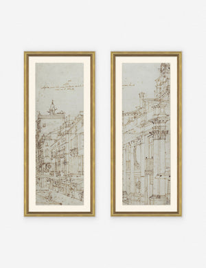 Set of two Da Vinci diptych drawing prints