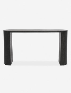 Luna black mango wood oval console table.