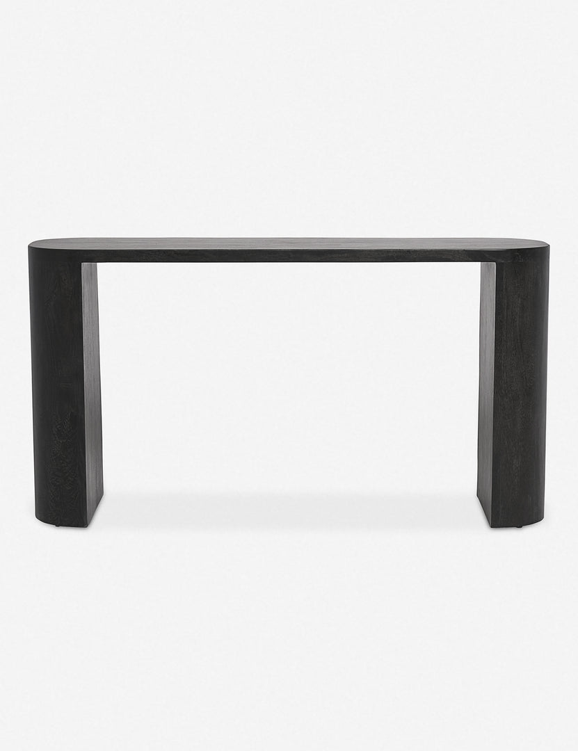 #color::black | Luna black mango wood oval console table.