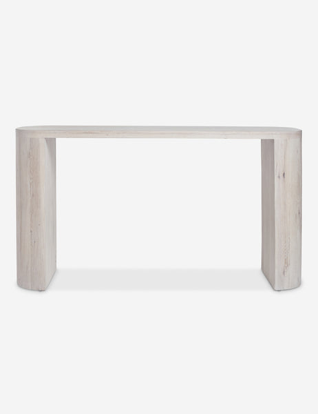 #color::washed-oak | Luna white-washed oak oval console table.
