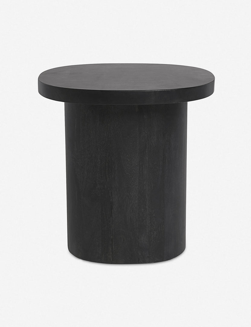 #color::black | Luna black wood round side table