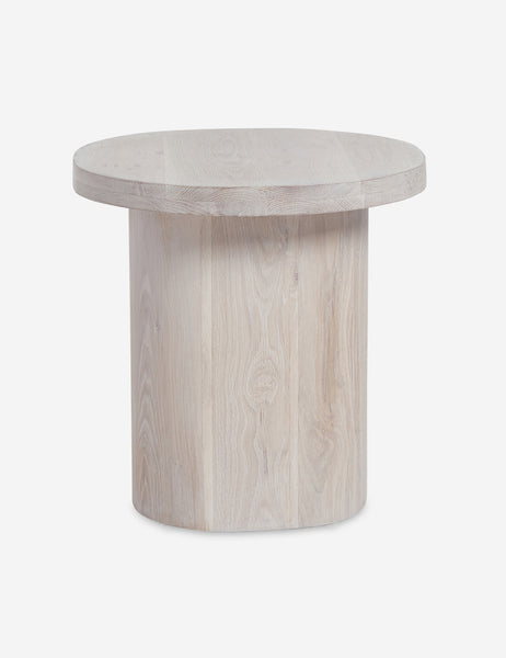 #color::washed-oak | Angled view of the Luna washed-oak wood round side table
