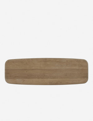 Bird’s-eye view of the Nera natural wood sculptural console table