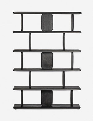 Nera black solid wood sculptural bookcase