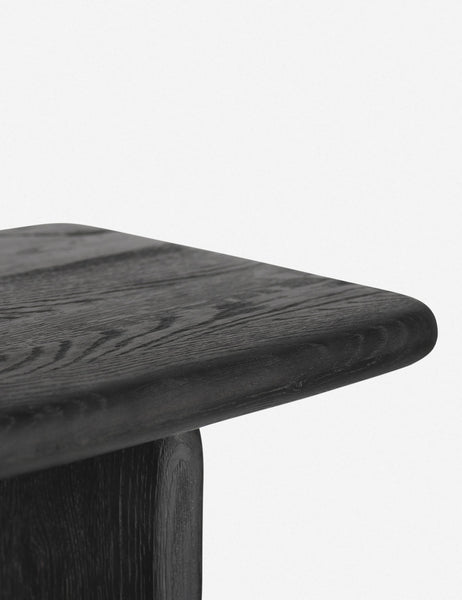#color::black | Detailed view of the texture of the black solid wood on the Nera sculptural bookcase