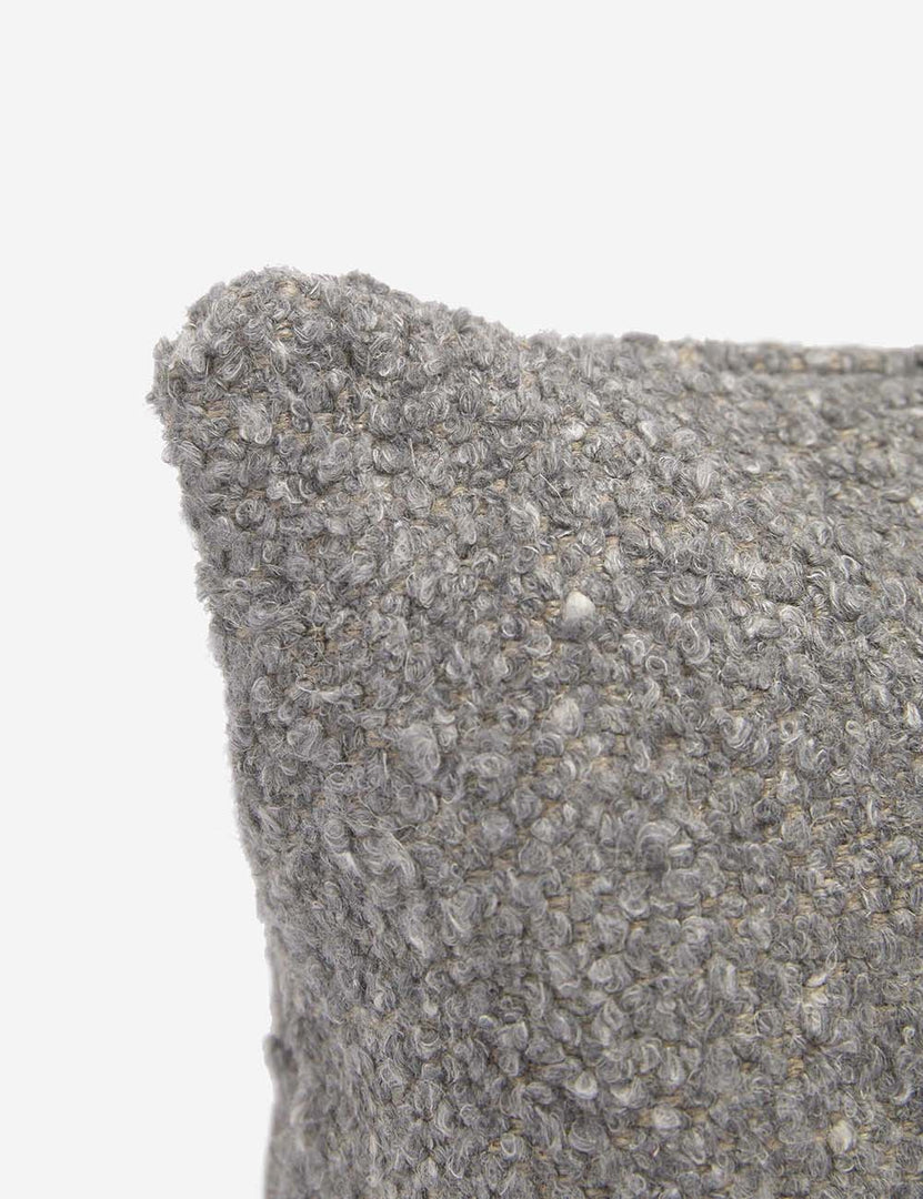  #color::slate #size::13--x-20- | Corner-shot of the manon linen slate gray lumbar boucle pillow