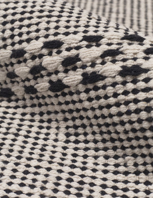 Close-up of the Masha gray and black geometric machine washable mat