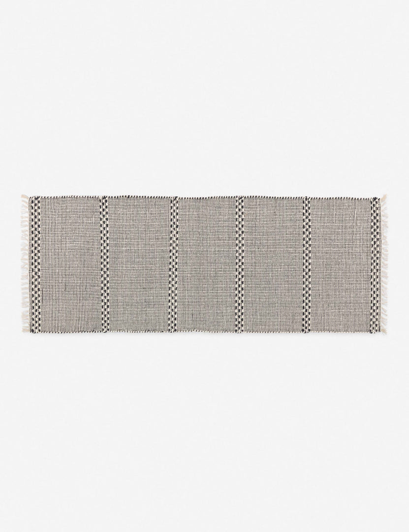 #size::2--x-5- | Masha gray and black geometric machine washable mat in its runner size