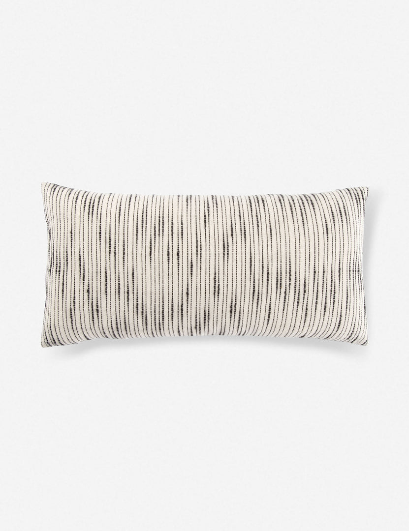 #color::natural-and-black #size::12--x-24- #insert::down #insert::polyester | Peregrine black and white marled striped lumbar pillow
