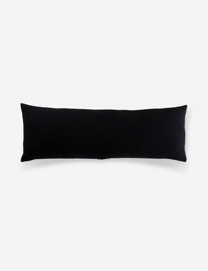 Rear view of the Peregrine black and white marled striped lumbar pillow
