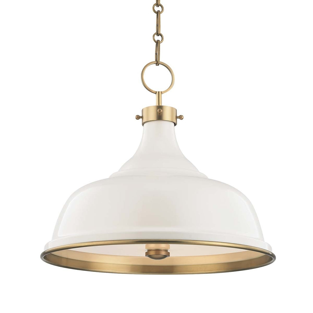 Abel Pendant, Aged Brass and Off White