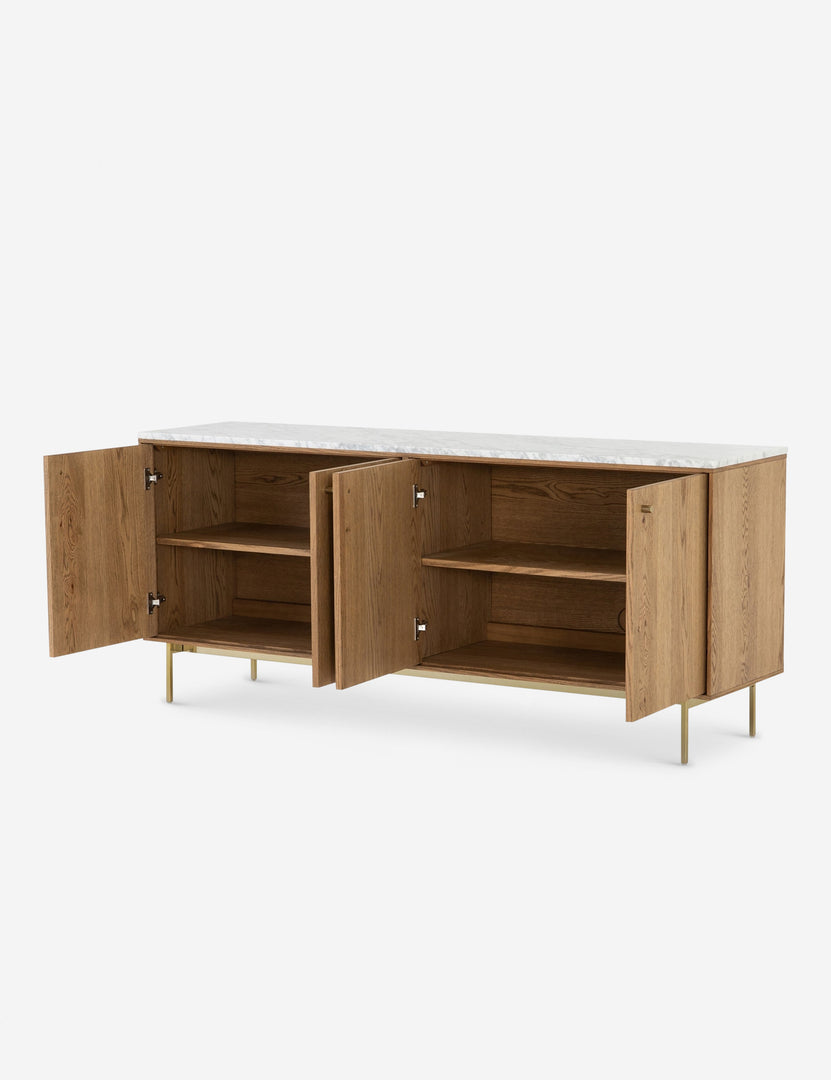 | Angled view of the Melysa Sideboard with the doors open