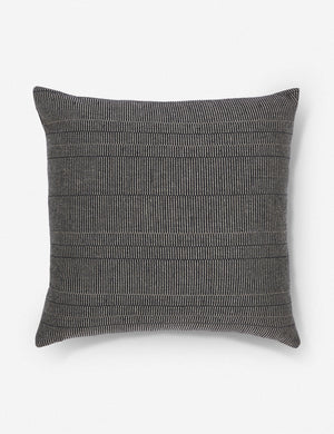 Black Milan indoor and outdoor square pillow with a linear pattern by Sunbrella