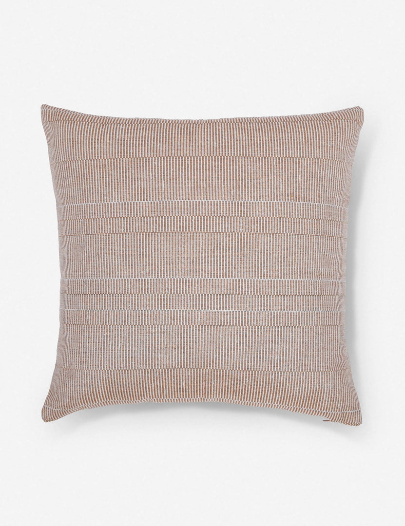 #color::rust #style::square | Rust brown Milan indoor and outdoor square pillow with a linear pattern by Sunbrella 