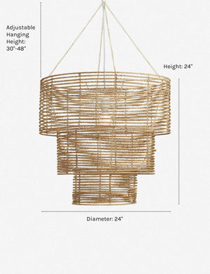Dimensions on the Minna three-tiered jute chandelier