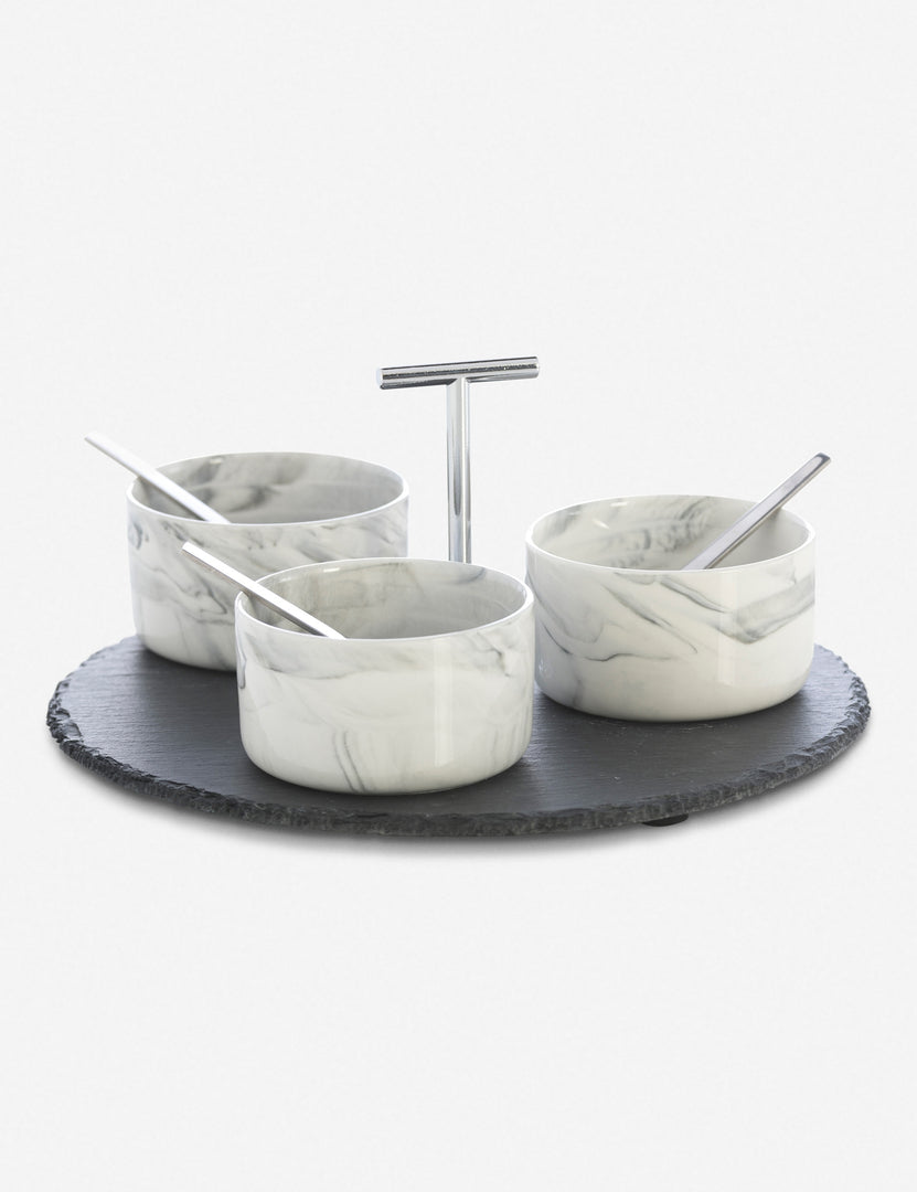 Mirielle Condiment Set, Slate and Marble