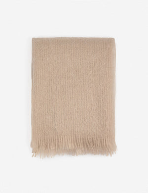 Aimee mohair blush wool throw blanket with fringe ends